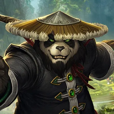 Monk: Pandaren monk with a straw hat
