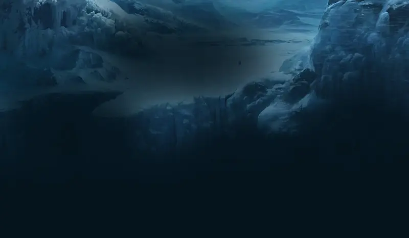 Icy cliffs in blue twilight