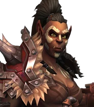 Mag'har Orc: Mag'har orc with brown skin and fur armor