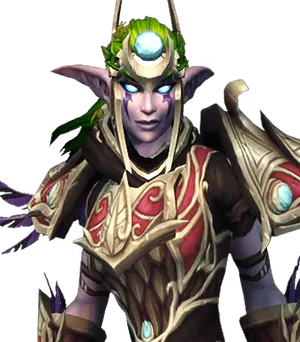 Night Elf: Night elf with long ears and a leaf crown