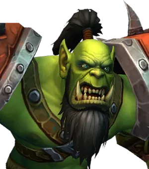 Orc: Orc with green skin, a beard and tusks