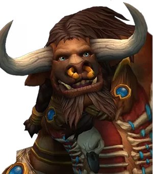 Tauren: Tauren with large horns and a braided beard